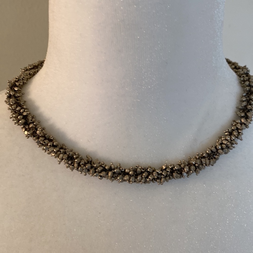 Silver 16-18” tiny beads rope necklace EUC